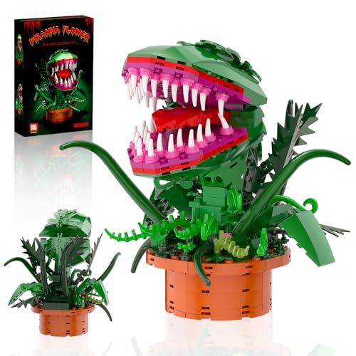 Audrey 2 Piranha Plant Building Toys Sets, Little Shop of Horrors Flowers Cannibal with Openable Mouth Building Blocks, Gift for TV Fans Halloween Christmas Kids Ages 8+
