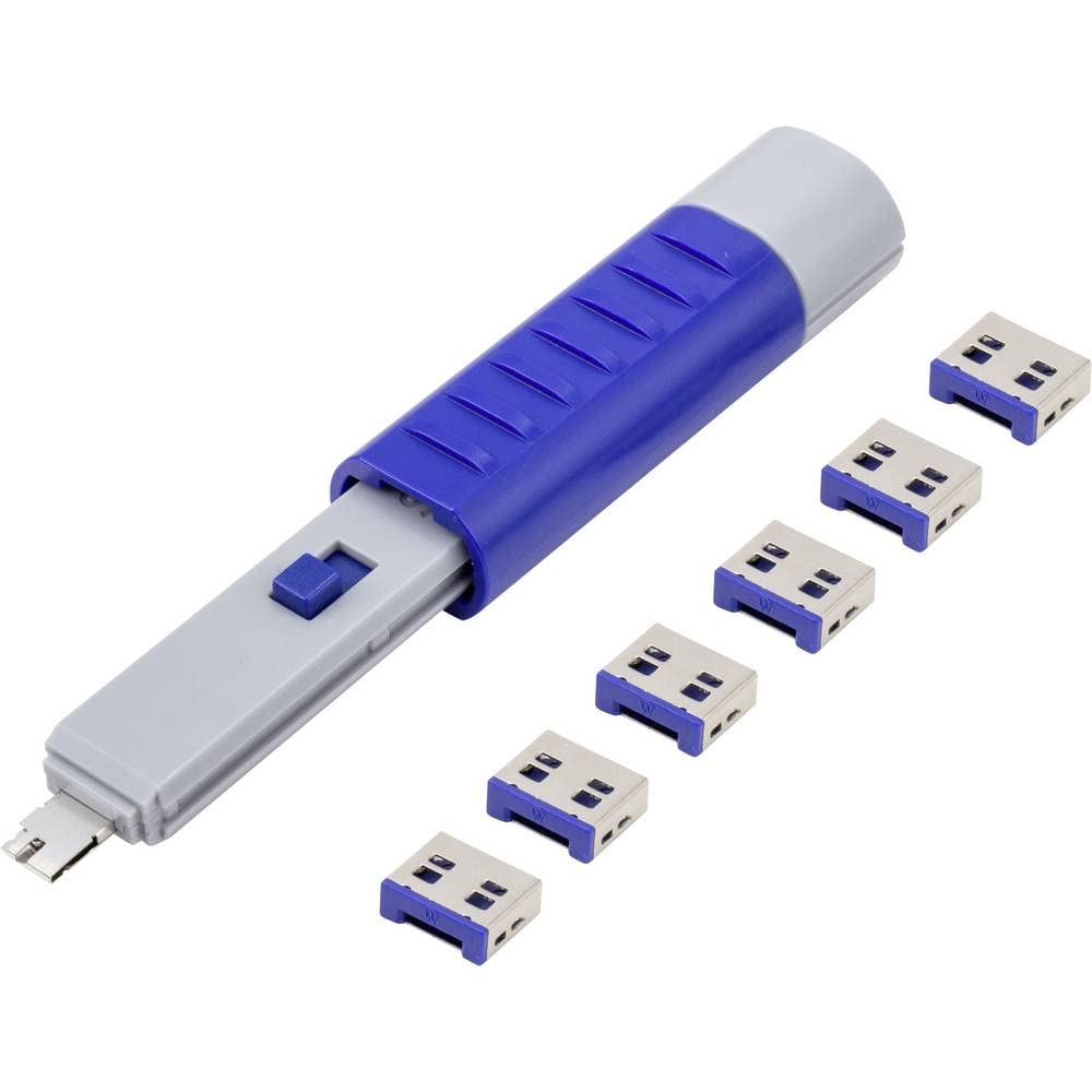 Renkforce Blocco porta USB RF-4714586 Set 6 pezzi, colore: Argento, Blu con 1 chiave RF-4714586