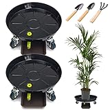 Goyappin 2 Pack 20 Inches Metal Plant Caddy with Lockable Wheels and Drain Hole, Heavy Duty Plant St