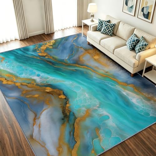 Tapis lavable en machine bleu 80x150cm solution sol glissant - 2