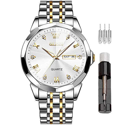 Image of OLEVS Men Multifunction Watch, Multi Dial Waterproof Luminous Chronograph Watch with Date,Stainless Steel Watches