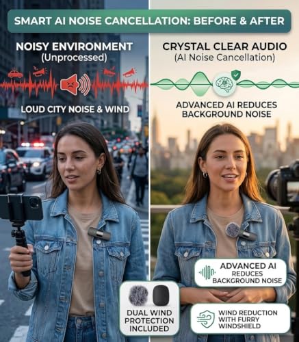 Image of New Dual Wireless Mic for Youtubers Video Recording & Live Streaming | Noise Cancellation with 164Ft Mic for Vlogging, Singing, Plug-Play, DSLR Compatible with All Smartphones & Other Devices