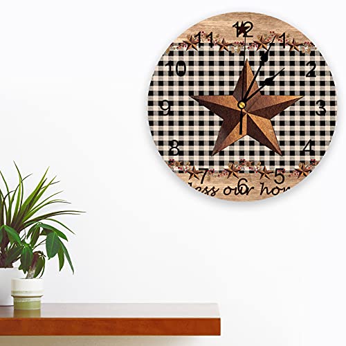 Wall-Clock-10-Inch-Silent-Non-Ticking-Western-Texas-Star-and-Primitive-Berry-Country-4th-of-July-Round-Decorative-Clock-for-Living-Room-Bedroom-Kitchen-School-Easy-to-Read-Battery-Operated-Mute-Clock Wall Clock 10 Inch Silent Non Ticking Western Texas Star and Primitive Berry Country 4th of July Round Decorative Clock for Living Room Bedroom Kitchen School Easy to Read Battery Operated Mute Clock