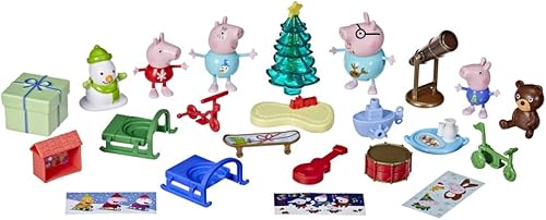 Miniatura 2 de Peppa Pig Peppa's - Calendario de Adviento para niños, contiene 24 juguetes sorpresa, 4 figuras familiares de Peppa Pig navideños; a partir de 3 años