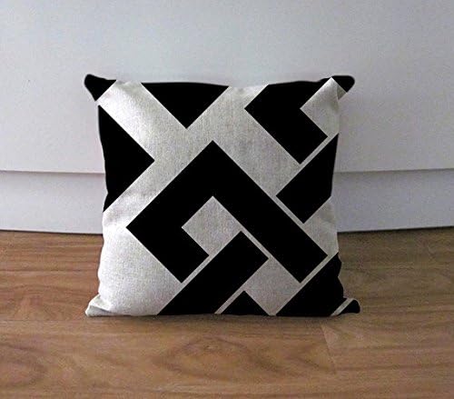 Black and white pillow cover Geometric cushion cover lumbar couch pillowcase sofa decorative throw pillow case accent cushion case 18 * 18