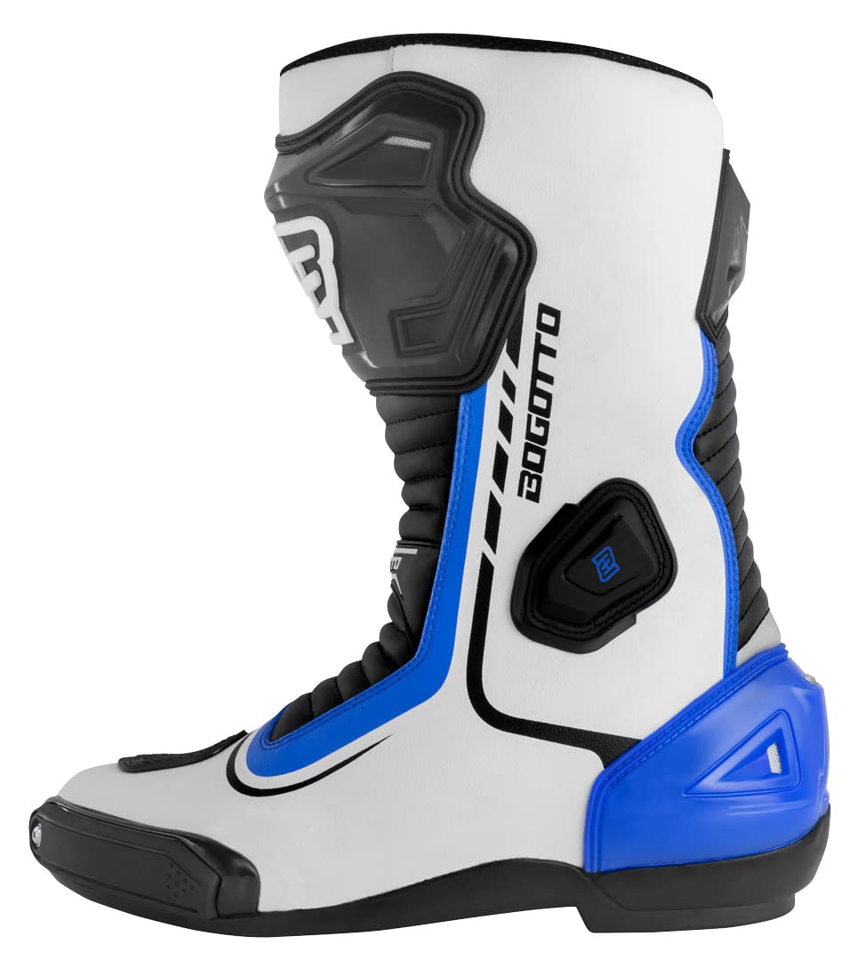 Bogotto Race-X Motorrad Stiefel, weiß/blau/schwarz, 42 | Atmungsaktiv