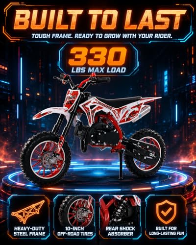 Image of 50cc Kid Gas Dirt Bike, 2-Stroke Gas Powered Kids Motorcycle