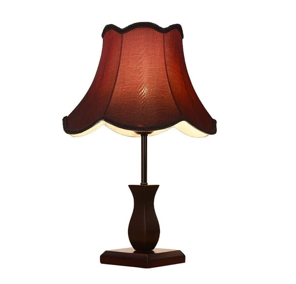 Lampa dekoracyjna Lampka nocna Amerykańska Lampa Stołowa Lampka Nocna Do Sypialni Kreatywna Lampa Stołowa Drewniana Lampa Stołowa Prosta Lampa Do Salonu Oświetlana dekoracja (Size : Wine red)