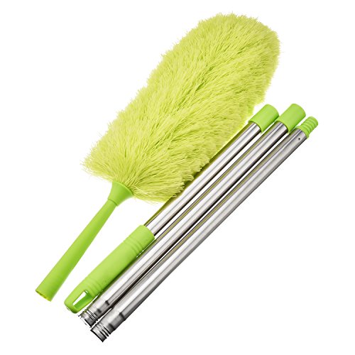 Sumind 153 cm Electrostatic Duster Fluffy Microfiber Cleaning Duster, Static Bendable Green Duster with Detachable Long Pole for Home, Office and Cars - Thumbnail 5