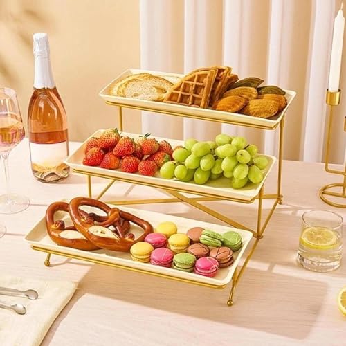 Expositor de alimentos con estante dorado brillante de 3 niveles 5