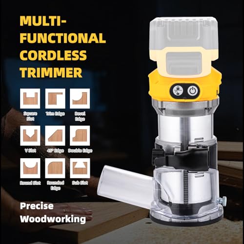 TOPWAY Brushless Cordless Handheld Wood Trimmer Router 18V – Compatible with DEWA.. DCB184 Battery, Variable Speed, Aluminium Base, 3 Collets (1/4", 6mm, 8mm), No Battery 102779 9 TOPWAY Brushless Cordless Handheld Wood Trimmer Router 18V – Compatible with DEWA.. DCB184 Battery, Variable Speed, Aluminium Base, 3 Collets (1/4", 6mm, 8mm), No Battery 102779 - Image 9