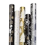 DERAYEE Geschenkpapier Weihnachten, Geschenkpapier 5 Verschiedene Muster, Geschenkpapier Set (5 Rollen)