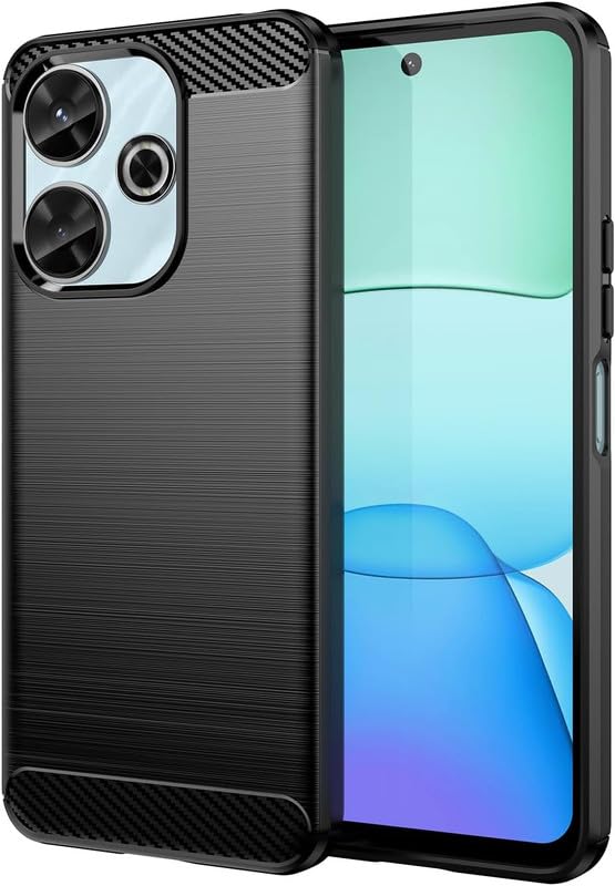 Image of NPRC Hybrid Ultra Slim Protective Case TPU Non-Slip Carbon Fiber Texture Shockproof Case Cover for Poco M6 Plus - Black