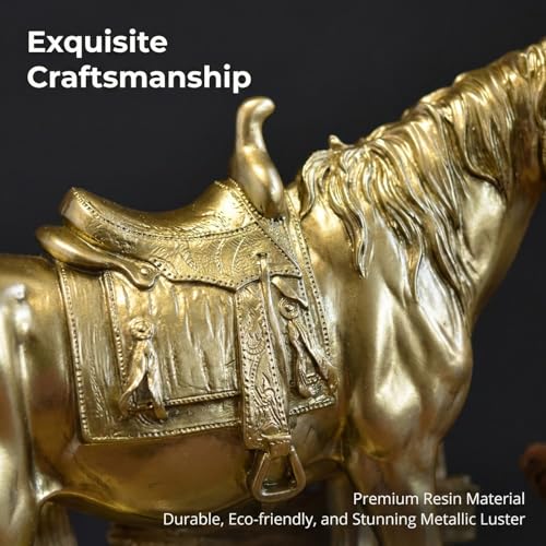 Estatua decorativa de caballo con silla estilo occidental miniatura 2