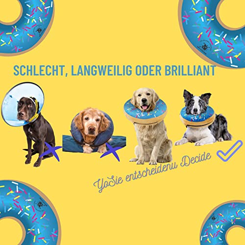 Aufblasbares Hundehalsband | Tolle Alternative zum Hundetrichter | Bequemes Genesungshalsband für große Hunde (Blau)