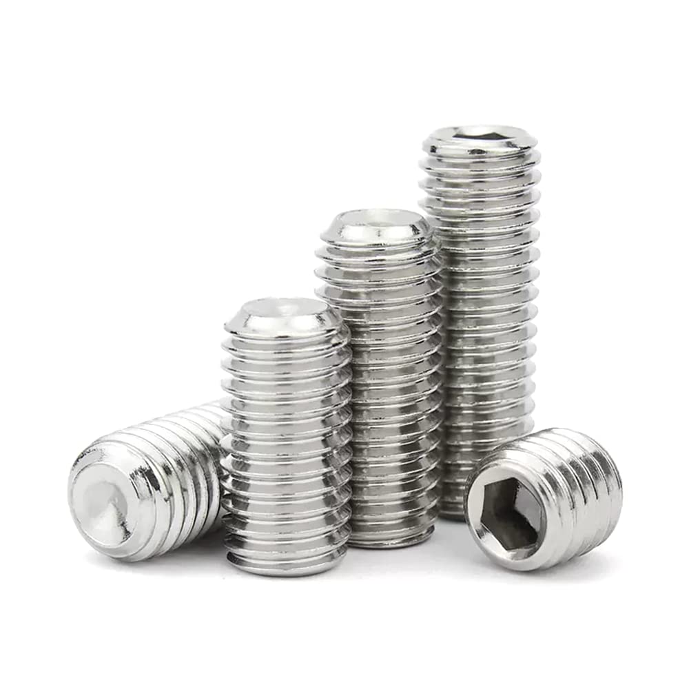 20pcs M6×40mm 304 Stainless Steel Allen Socket Set Screws with concave end Set Screw, Stop Screw