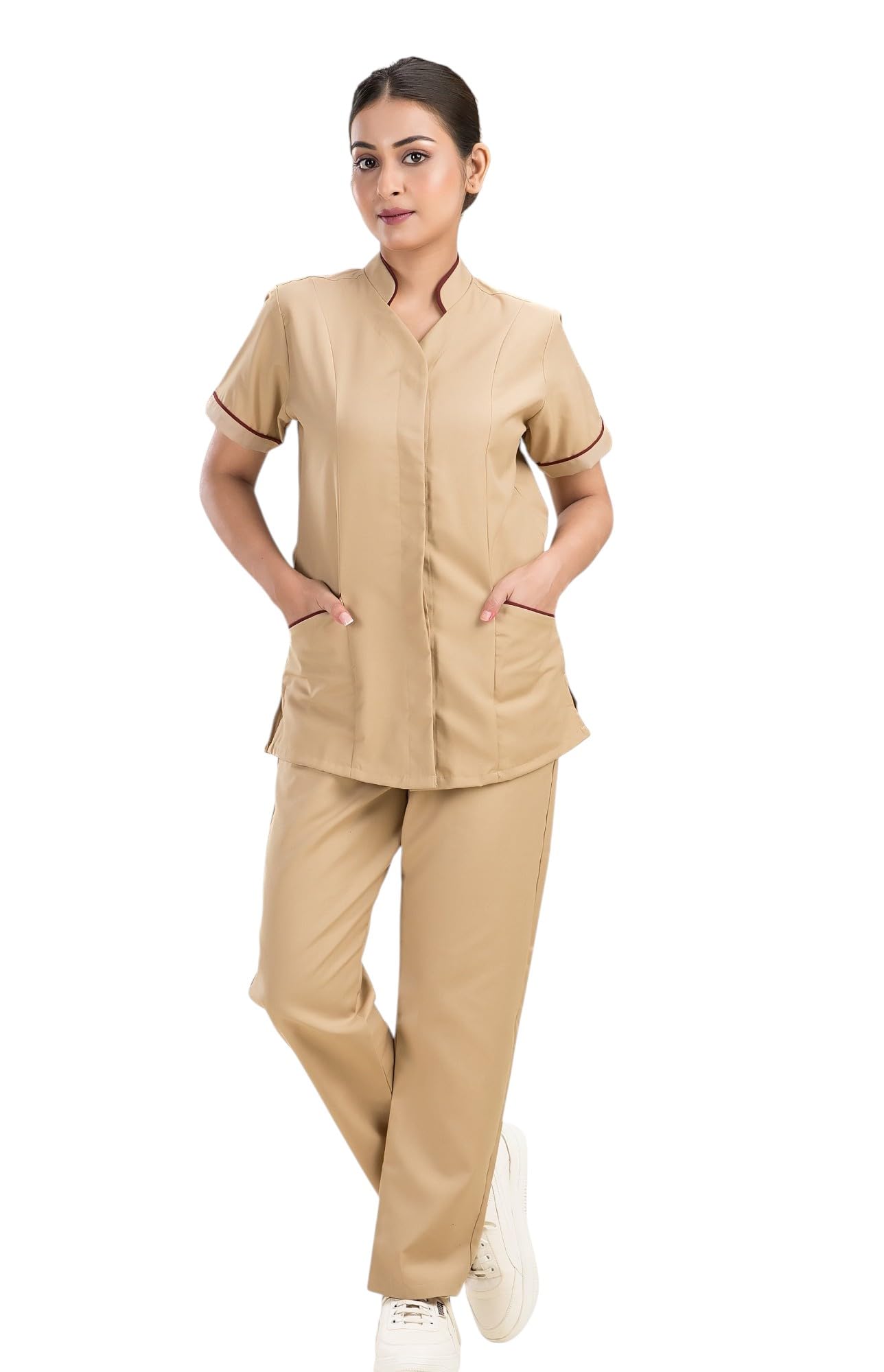 FIO Nurse Uniform Half Sleeves Top With 2 Bottom Pockets & Regular Fit Pant With Two Side Pockets | Ideals for Hospital Staff/Clinics/Home Health/Nanny Uniforms |-image-41