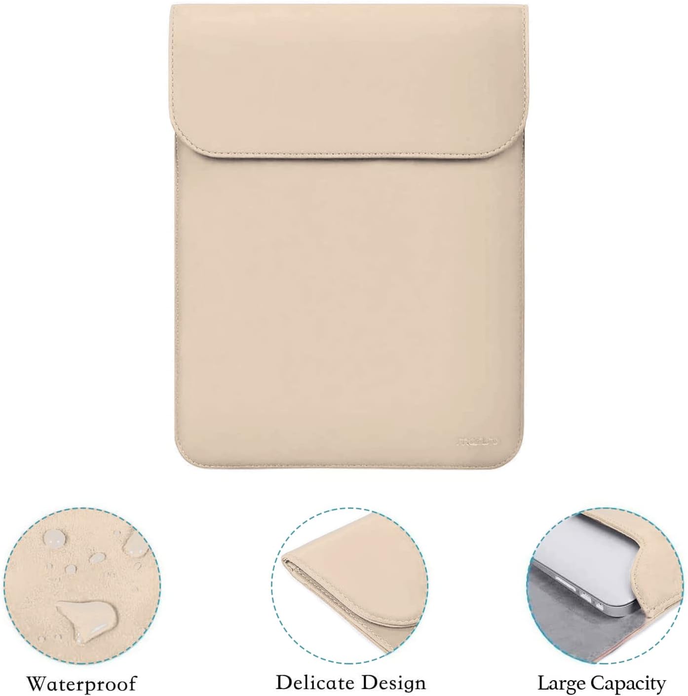 MOSISO Laptop Case 13 inch, 13 inch Laptop Sleeve Compatible with MacBook Air M4 M3 M2 M1 2025-2018 / Pro M2 M1 2025-2016, Faux Suede Leather Case with Small Bag, Apricot - Image 5