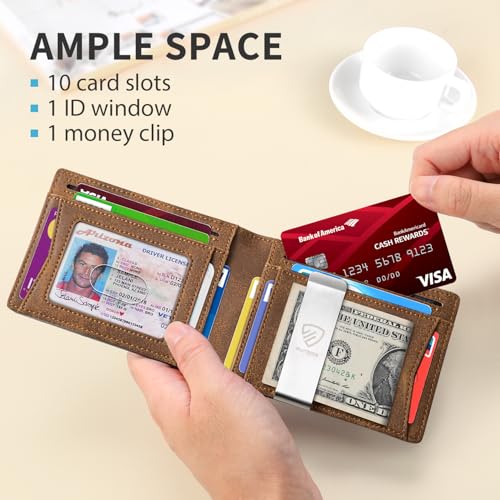Image of RUNBOX Mens Slim Wallet with Money Clip RFID Blocking Bifold Credit Card Holder for Men with Gift Box