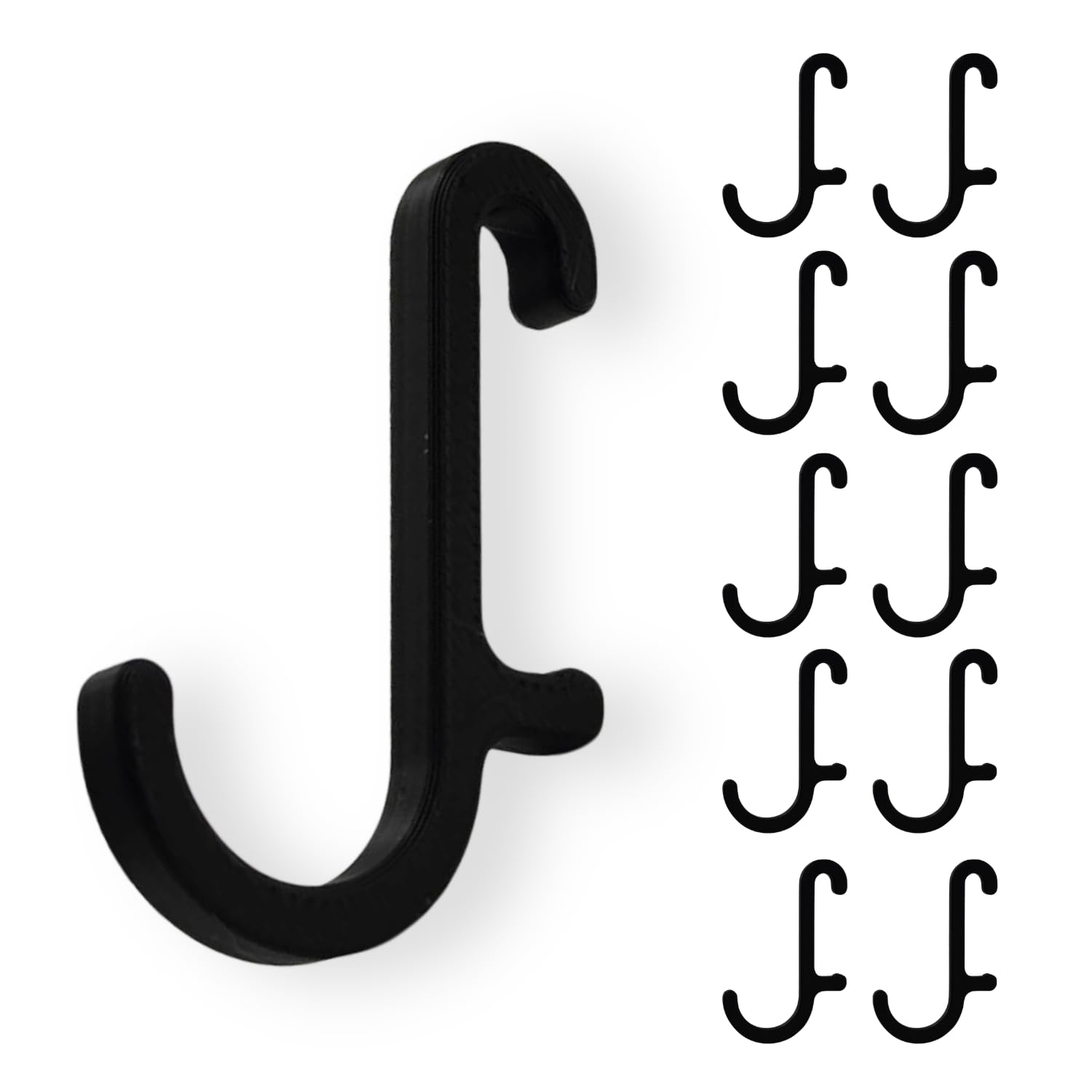 Shush Black Pegboard Hooks For Wall Organiser, Plastic Storage Clips Compatible With Ikea Skadis Board, Replacement Hook Set, 10 Pack (Black)