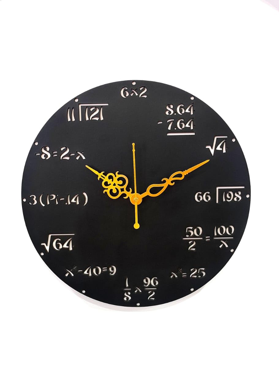 MeeCraft Tick-Tock Teach: Black Wooden Wall Clock Featuring Mathematical Equations, 29 cm-image-15