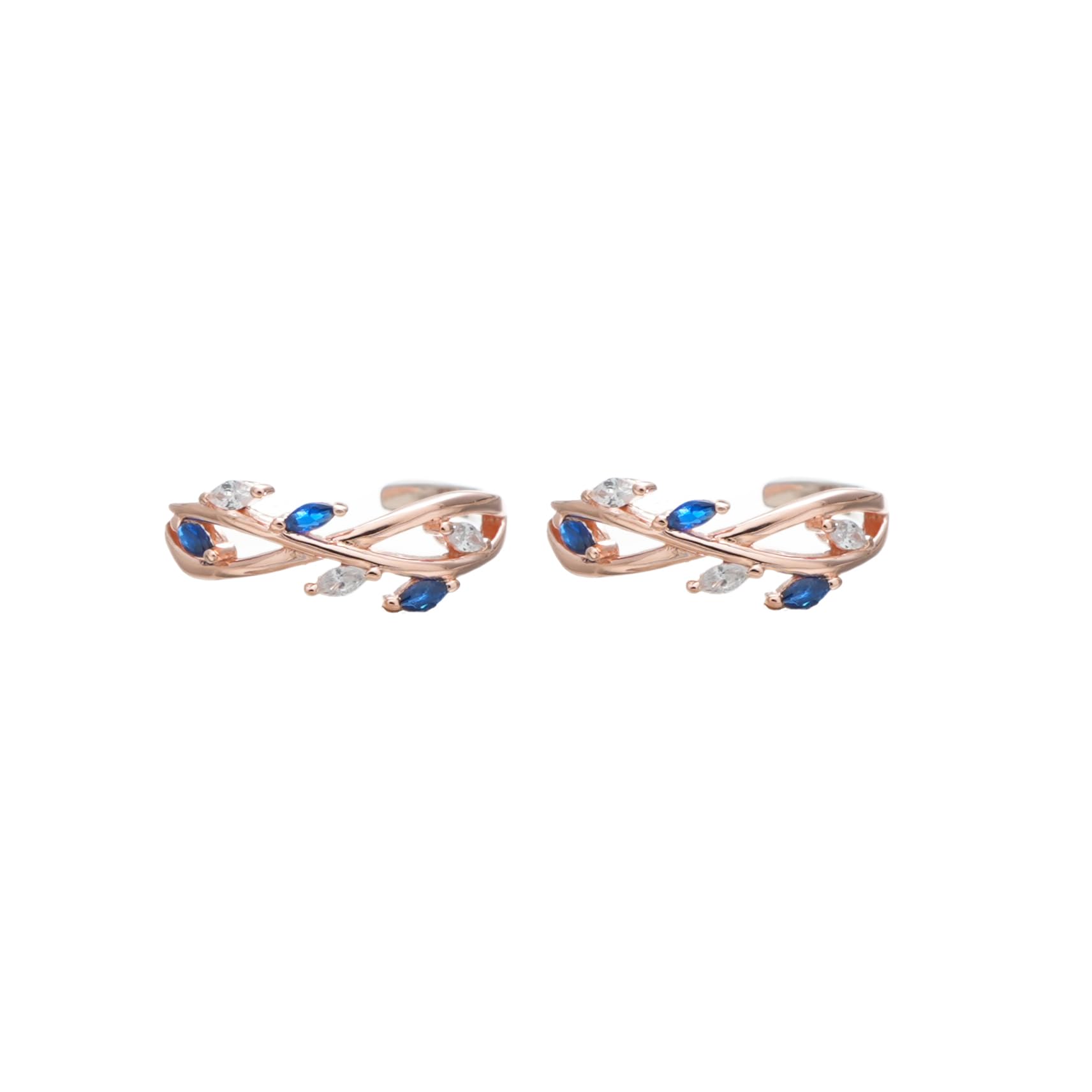tassya Elegant Toe Ring Cuff Set, with Blue and Clear Stones, Adjustable-picture-36