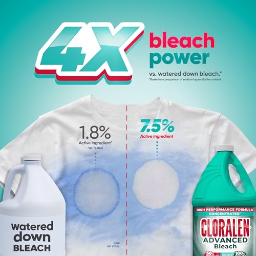 Image of Cloralen Advanced Concentrated Household Cleaning Liquid Bleach - 121 fl oz - 3-in-1 Multipurpose Cleaner for Laundry, Bathroom & Kitchen - 50% More Loads - Fresh Scent