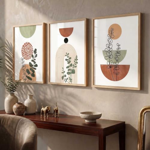 Image of kotart Boho Art Home Decoration Paintings With Frame For Living Room Bed Room Hotel Wall Decor Digital Reprint Set of 3 (10X13 inch)