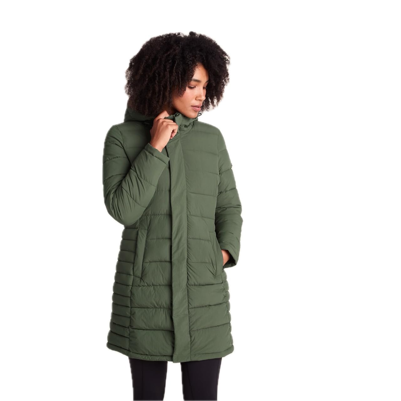 TOG24 Women's 'Kirkham' Long Shower Resistant Insulated Jacket in Dark Green | Size: 14