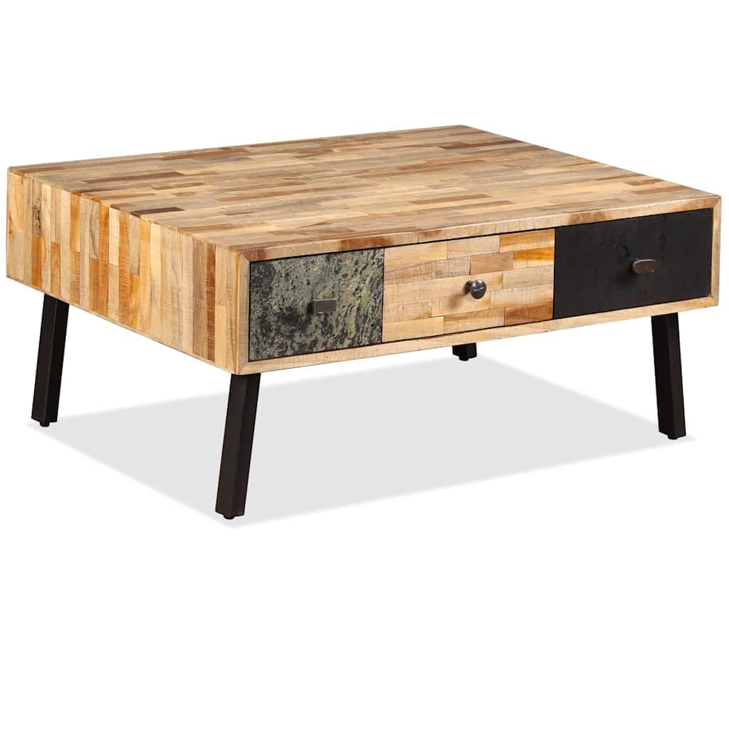 Tavolino da salotto in legno massello teak, 90 x 65 x 40 cm