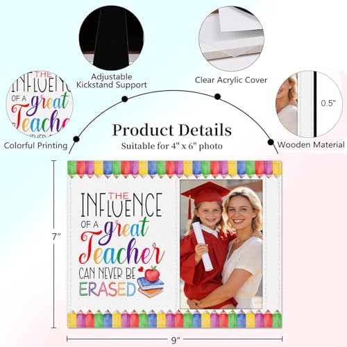 Image of FLYAB Teacher Picture Frames Teachers Appreciation Gifts for Graduation Retirement Back to School 4x6 Photo Frame Wood Leather Frame