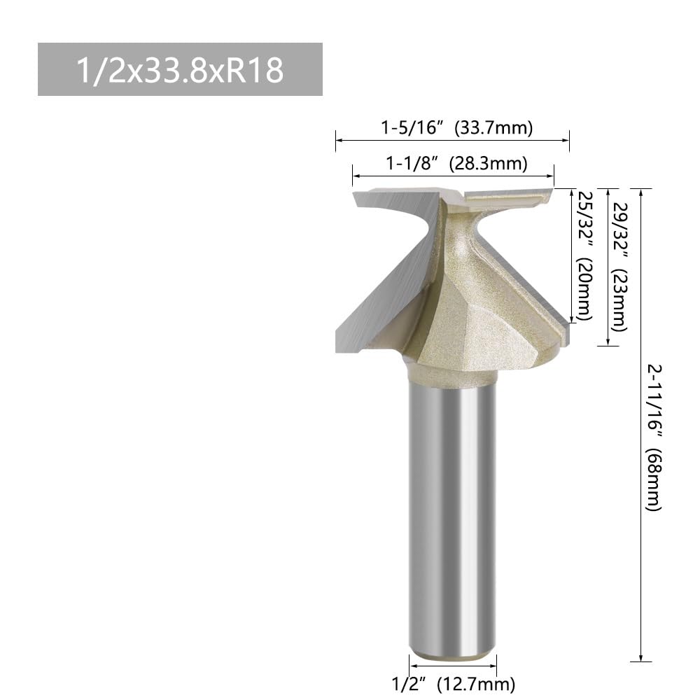 1 szt. 1/2" 12,7MM frez trzpieniowy do rzeźbienia w drewnie, giętarka łukowa, bezszwowa, złota, formująca, R18/30/50(01)