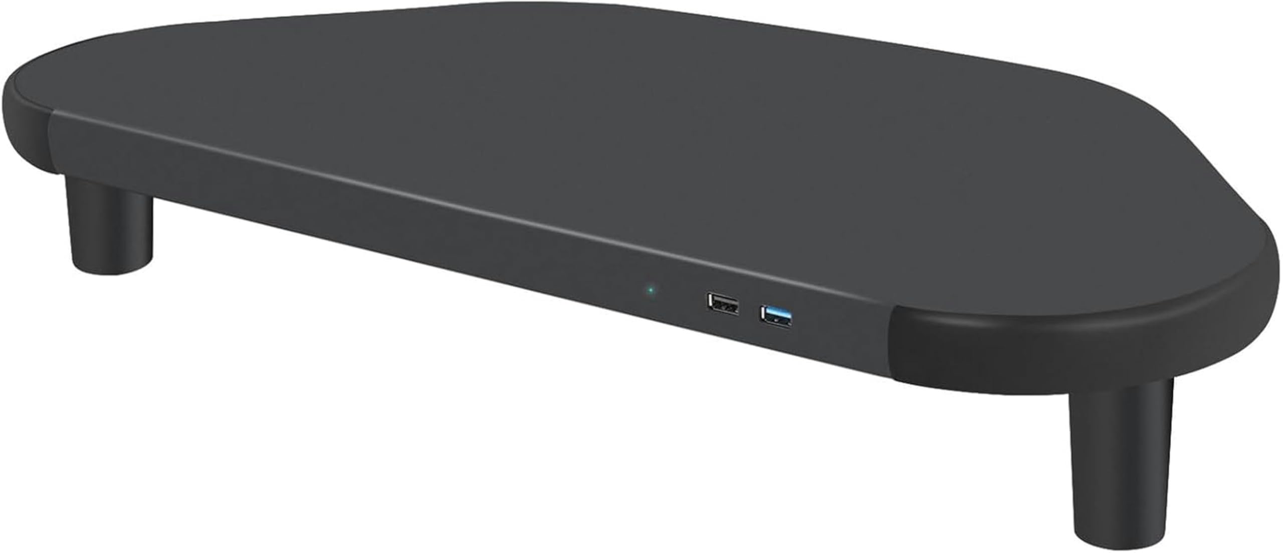 Supporto for monitor triangolare nero, supporto universale for scrivania angolare con porta USB, organizer in metallo for da ufficio aperta
