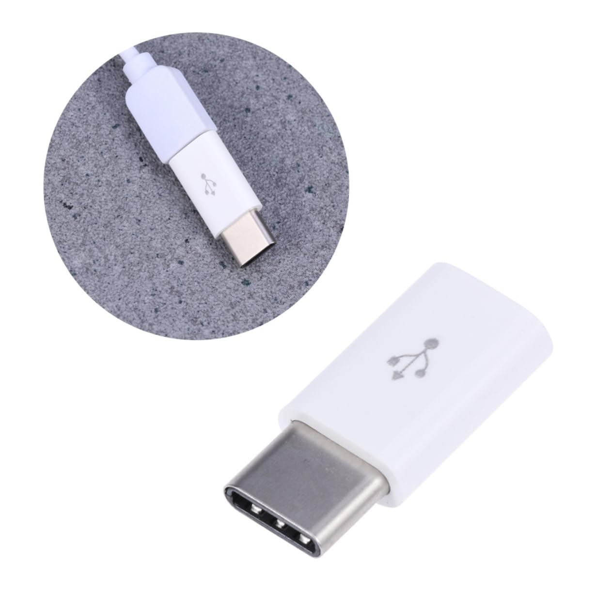 Mikikit Micro USB C to Type-c Adapter: Universal Micro USB Female to Type C Male Convert Connector USB Type C Adapter Convert Connector(White)