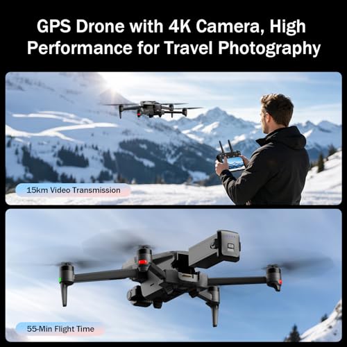 Image of K600PRO GPS Drone with EIS 4K Camera for Adults Beginner,3 Axis Gimbal Professional Long Range Drone with 5.5'' Touchscreen on Controller,Auto Return Follow Me,15KM FPV Transmission 55 Min Flight Time