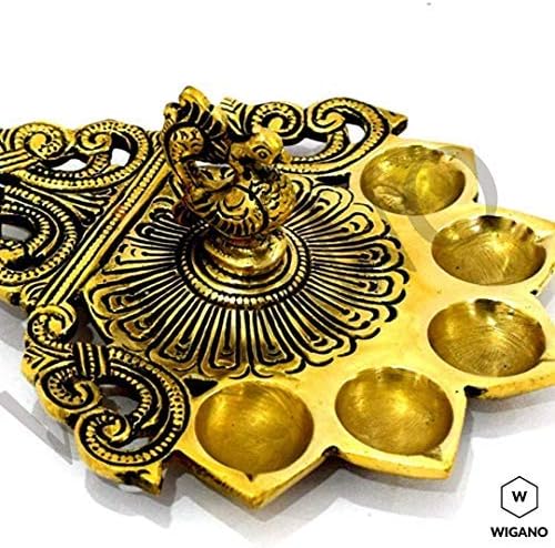 Frienemy Presents 7.5" Genuine Brass Hand Held Diya | Deepak | Deepam Oil Lamp in Black Antique Finished for Home Temple Akhand Puja Articles Decor Gifts #Frienemy-678
