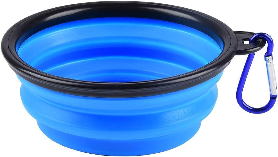 Gamelle de voyage pliable pour chien et chat - Imperméable - Durable - Facile à transporter - Bleu