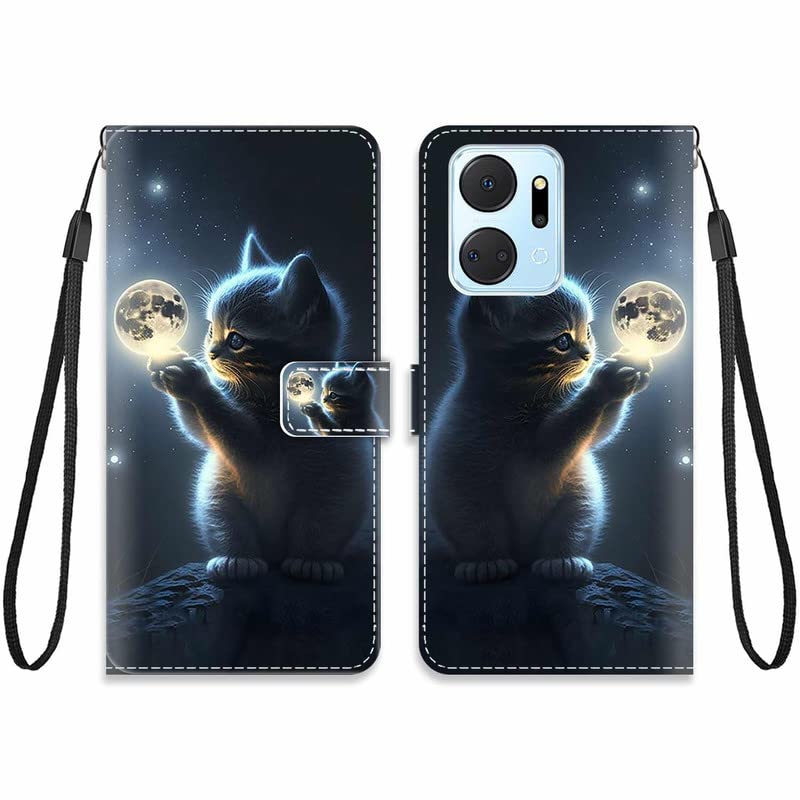JIUNINE Cover per Honor X7a, Custodia Libro in Pelle Portafoglio Case Flip Antiurto con Disegni di Farfalla [Porta Carte] [Magnetica] [Interno TPU] per Honor X7a, Oro rosa