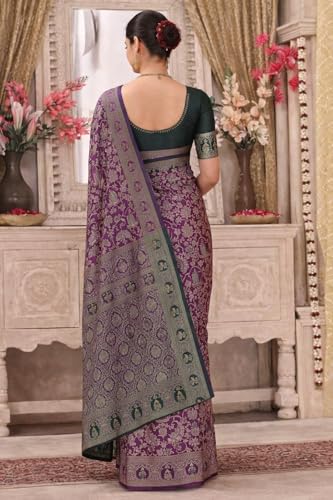 Image of Yashika Women's Banarsi Silk Saree with Blouse Piece for Traditional Ethnic Wear Sari