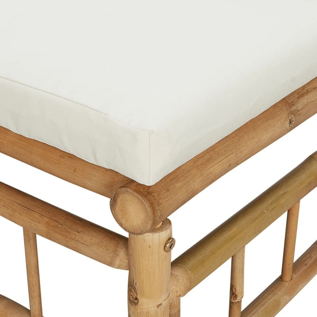 Hothingwell Sofa narożna ogrodowa bambusowa 2-częściowa poduszka biała | Trwały materiał, wygodne siedzisko, modułowa konstrukcja, łatwy montaż