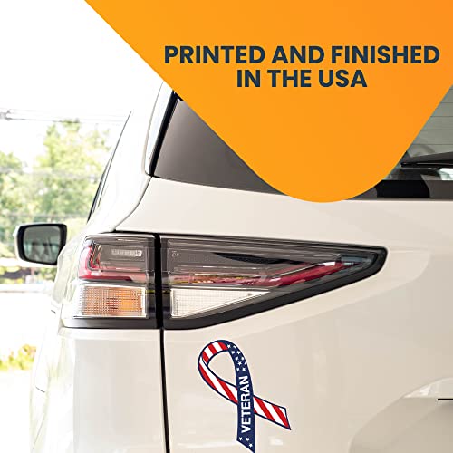Image of Magnet Me Up American Flag Veteran Ribbon Magnet Decal, 3.5x7 Inches, Heavy Duty Automotive Magnet for Car Truck SUV | Heavy duty magnetic decal for car, truck, SUV, mailbox or any magnetic surface, patriotic gift