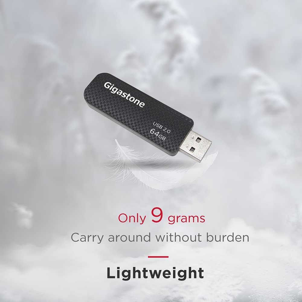 GIGASTONE V30 64GB USB 2.0 Flash Drive 5-Pack, Capless Retractable Design Pen Drive, Carbon Fiber Style, Reliable Performance & Durable