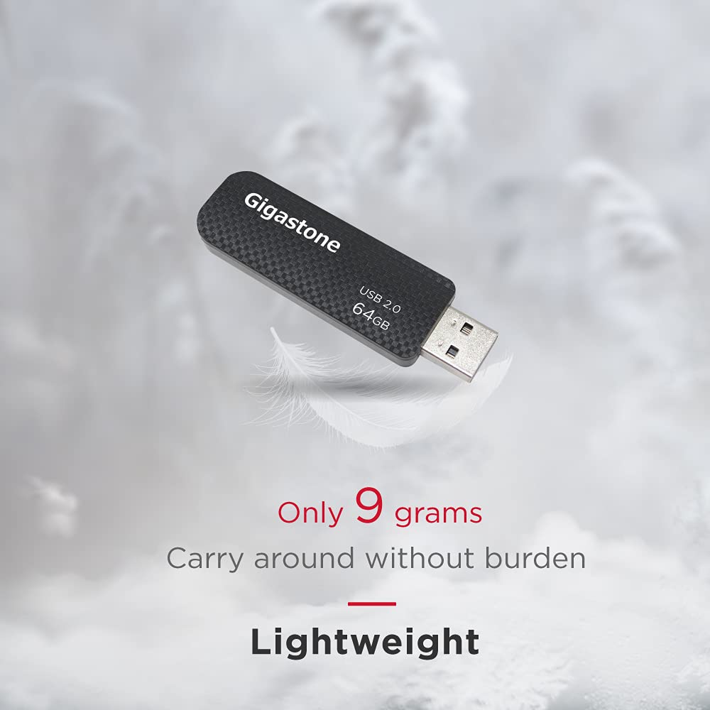 GIGASTONE 64Go Clé USB Flash (Lot de 5) V30 USB 2.0, Haute Vitesse, Boucle Porte-clés, Design Coulissant, Stockage et Sauvegarde pour PC/Mac/TV/Voiture