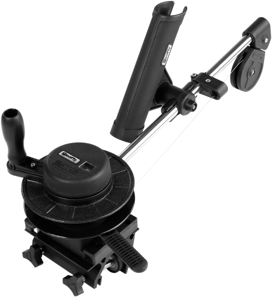 Scotty #1050MP Depthmaster Manual Downrigger, Display Packed w/ Rod Holder & Clamp Mount,Black