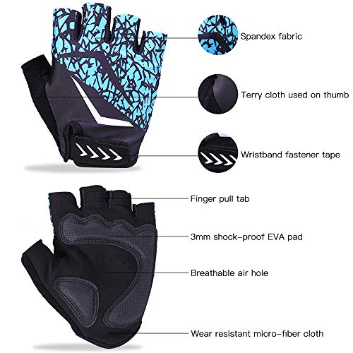 Luvas de ciclismo, Romacci Luvas de ciclismo Luvas de bicicleta meio dedo antiderrapante Luvas respi