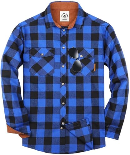 TARAINYA Chemise Flanelle Homme A Carreaux Manches Longues Regular Fit avec Poch