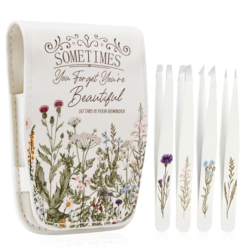 COSHAYSOO Personalized Tweezers in Floral Case