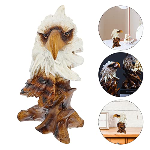 IMIKEYA Cabeça de Águia Careca Busto Estátua Vintage Eagle Head Resina Estátua Simulação Madeira Bas
