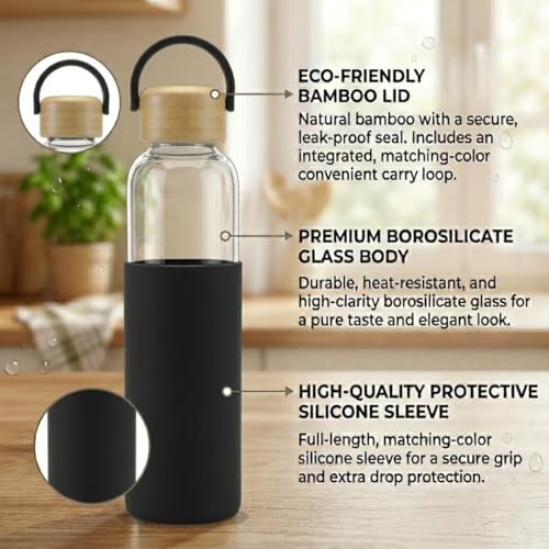 Image of Giftana Personalized Borosilicate Bottle 500ml with Handle - Black