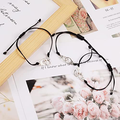 2/3/4 PCS Best Friend Bracelet for Women Men, Matching Bracelets for Couples, Partners in Crime Bracelets, Handcuff BFF Friendship Bracelet Birthday Gifts for Her Him4